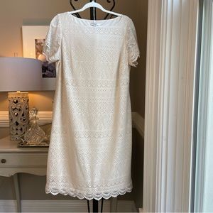 London Style Collection Lace Dress Size 14 Ivory Shift Dress Elegant Cocktail